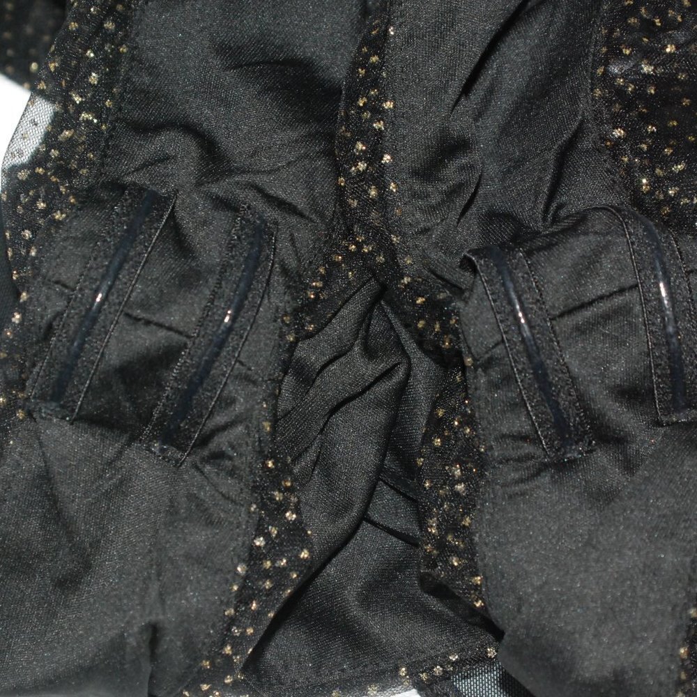 NWT NanaMacs Womens Medium Bodysuit One Piece Deep Plunge Vneck Gold Black - Picture 11 of 11